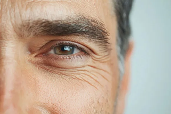 Skóra pod oczami u mężczyzny w dojrzałym wieku